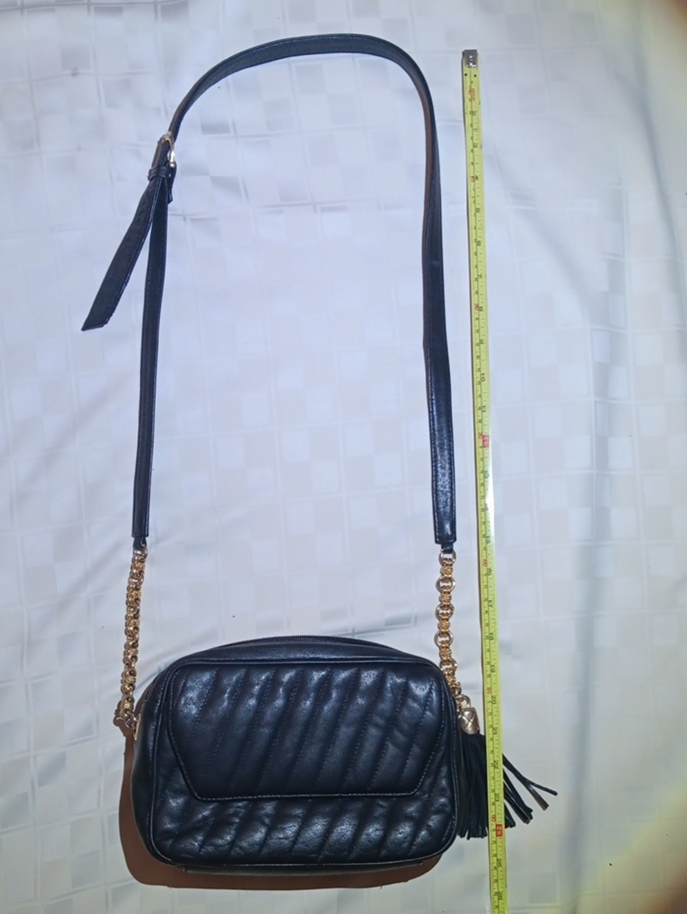 Pantera Dark Navy Quilted Crossbody Bag with Gold Chain Strap